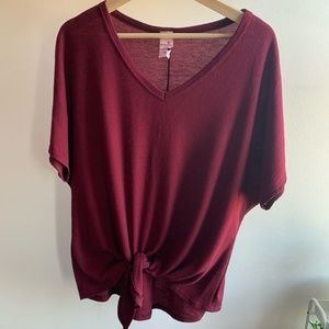 Brenda's Dark Red Tie Front Shirt